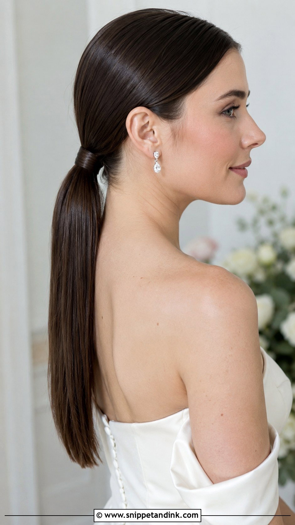 Sleek Low Ponytail for Brides - Snippet and Ink - 20 Pony Wedding Hairstyles