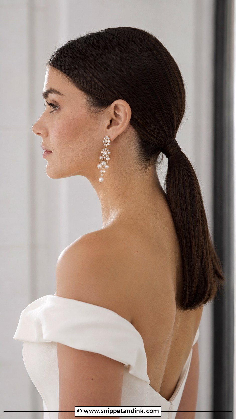 Sleek Low Ponytail for Medium Hair - Snippet and Ink - 20 Medium Hair Wedding Ideas