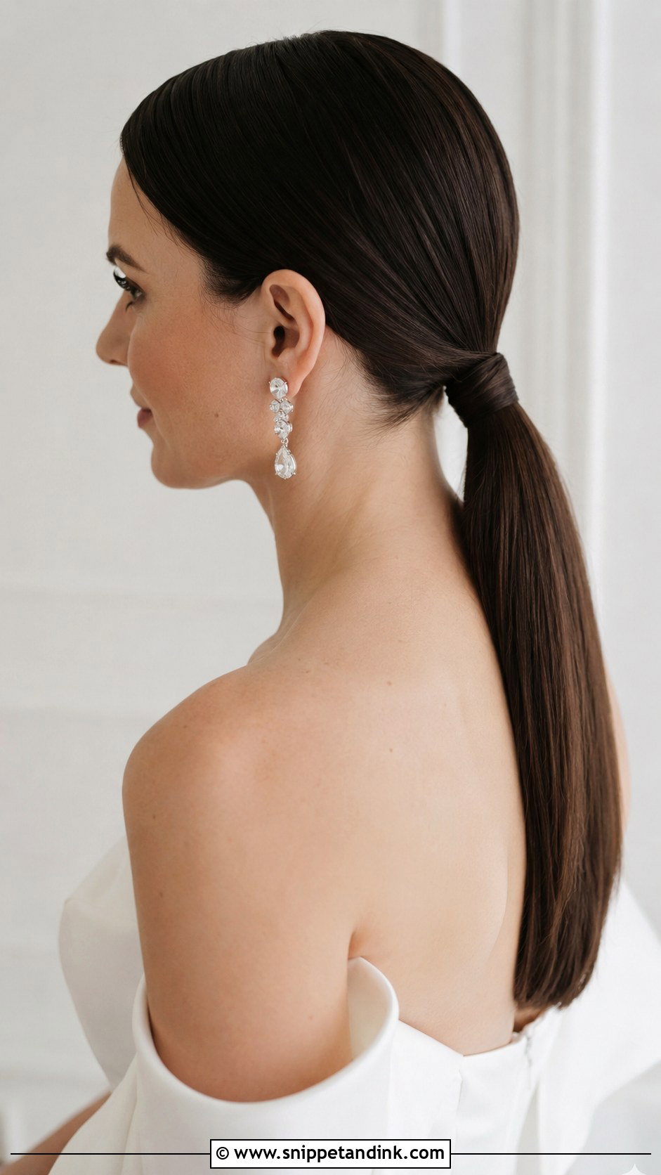 Sleek Low Ponytail for Medium Length Hair - Snippet and Ink - 20 Wedding Hairstyles Medium Hair