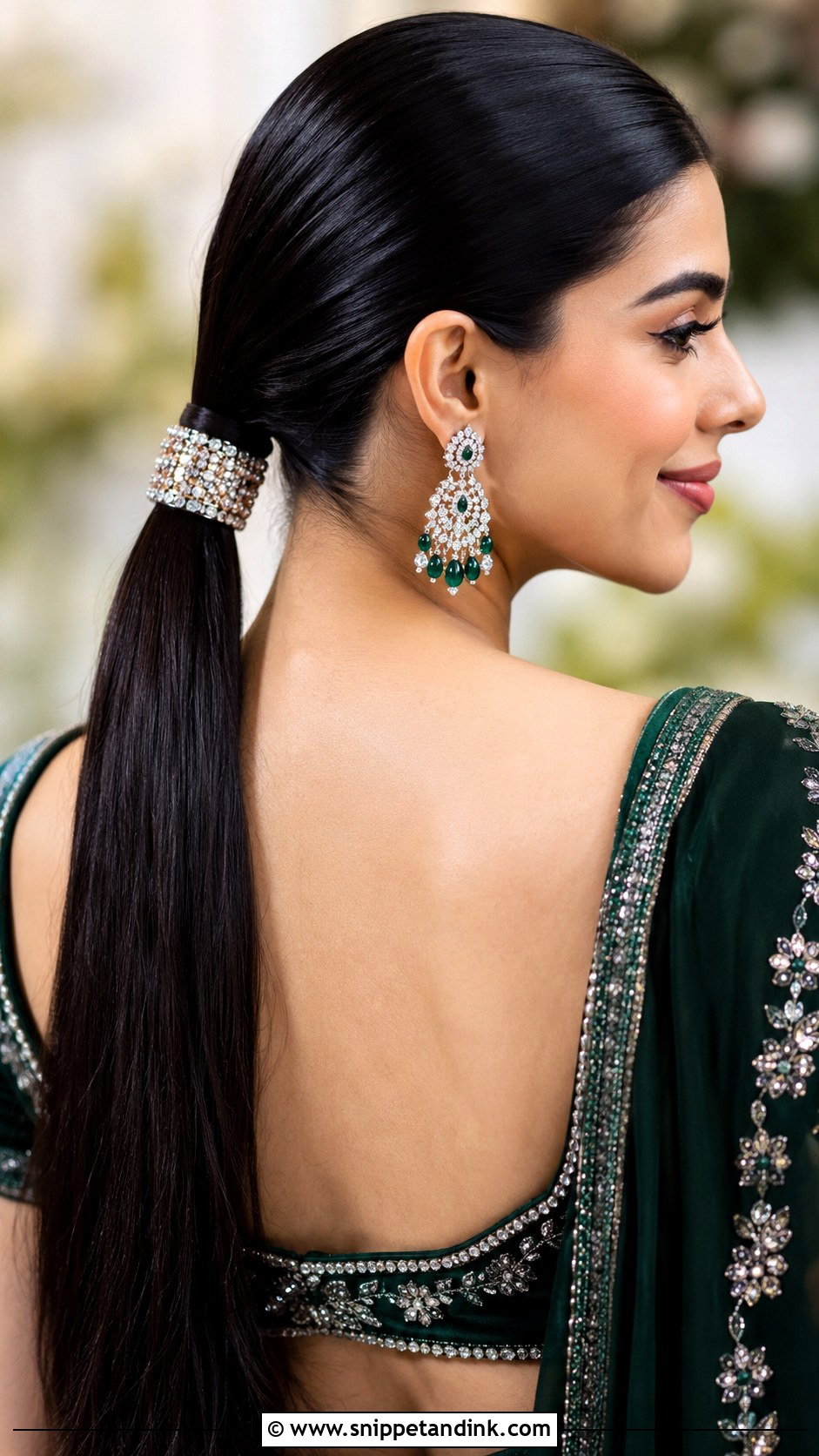 Sleek Low Ponytail for Reception - Snippet and Ink - 30 Indian Bridal Dulhan Hairstyles