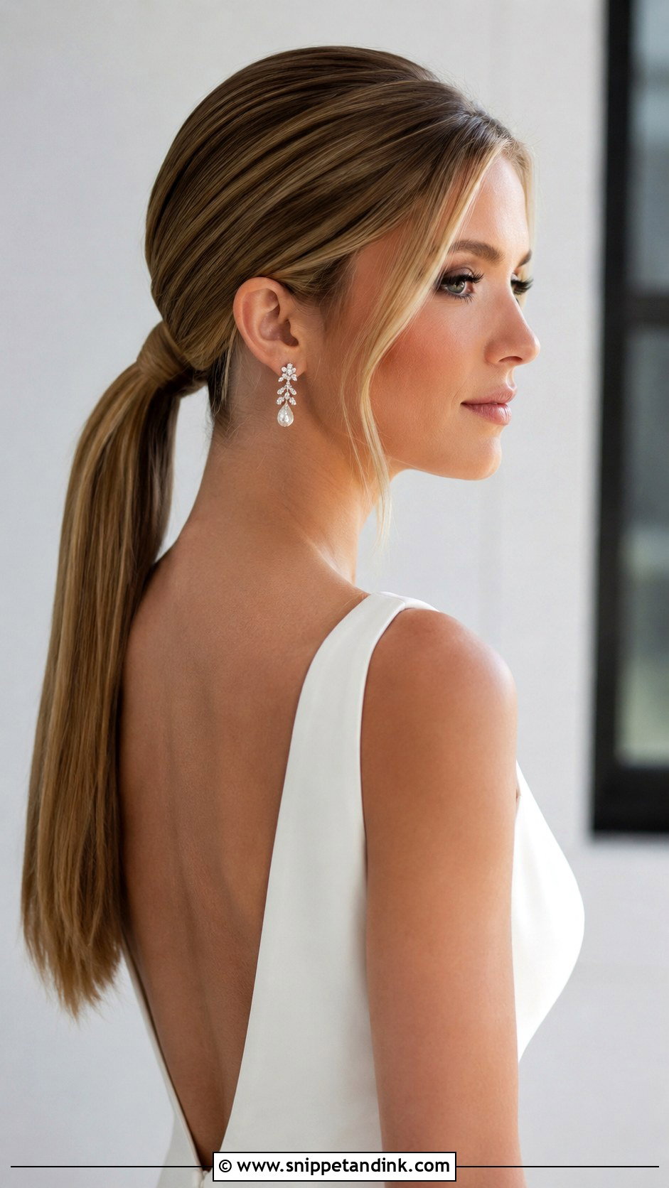 Sleek Low Ponytail for Round Faces - Snippet and Ink - 25 Wedding Hairstyles for Round Faces