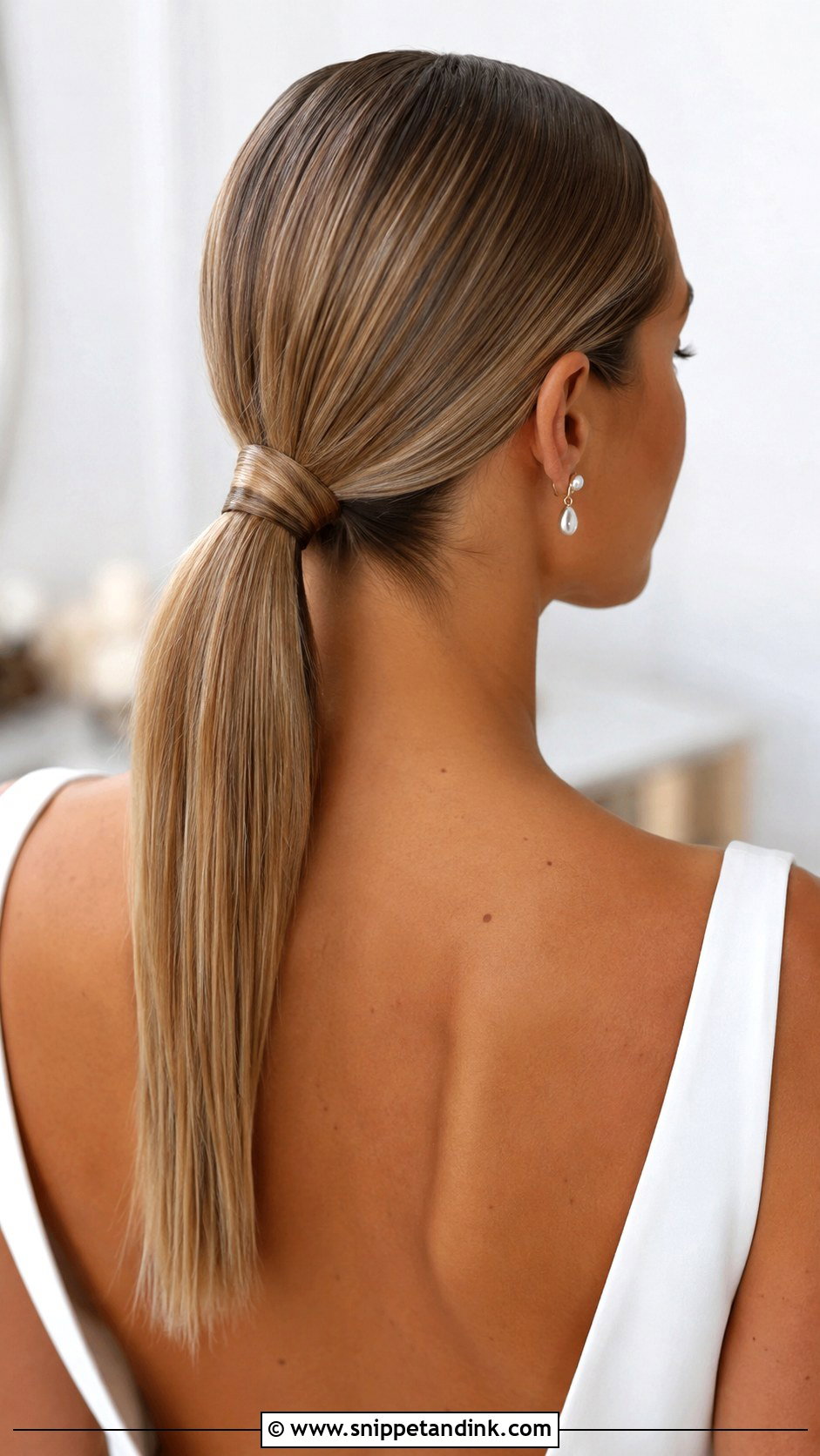 Sleek Low Ponytail for Wedding - Snippet and Ink - 25 Hairstyle for Wedding Bride Ideas