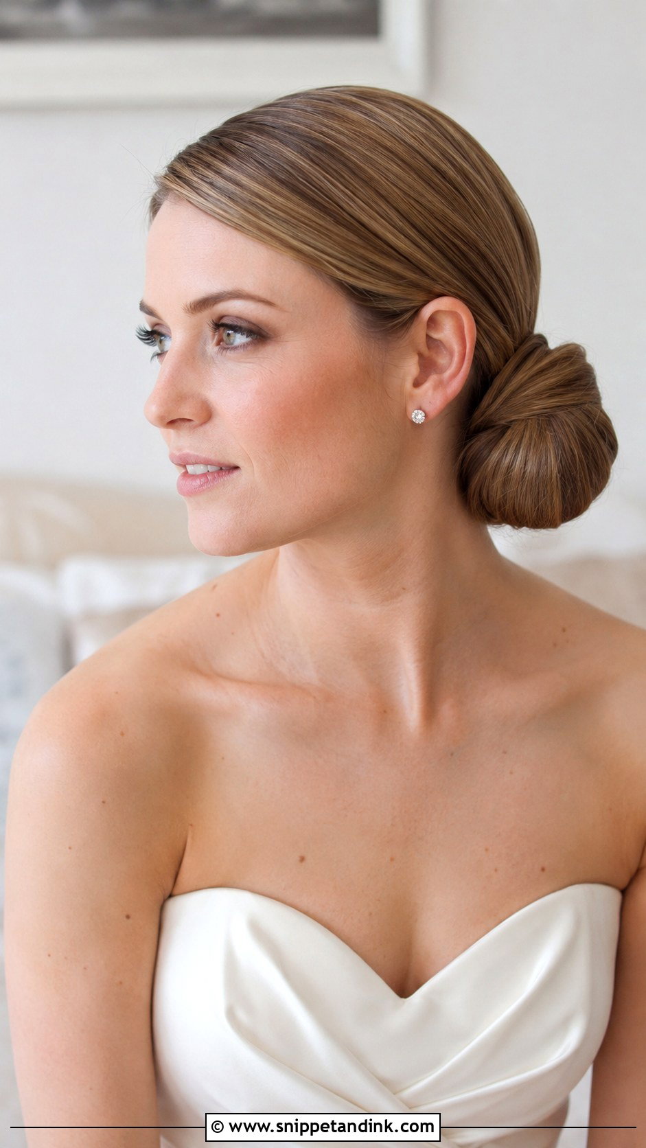 Sleek Low Side Bun - Snippet and Ink - 20 Low Side Bun Wedding Hair Ideas