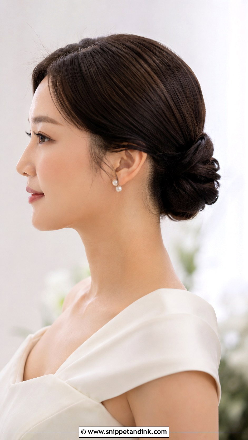 Sleek Low Textured Bun Wedding Hair - Snippet and Ink - 15 Low Textured Bun Wedding Hair Ideas
