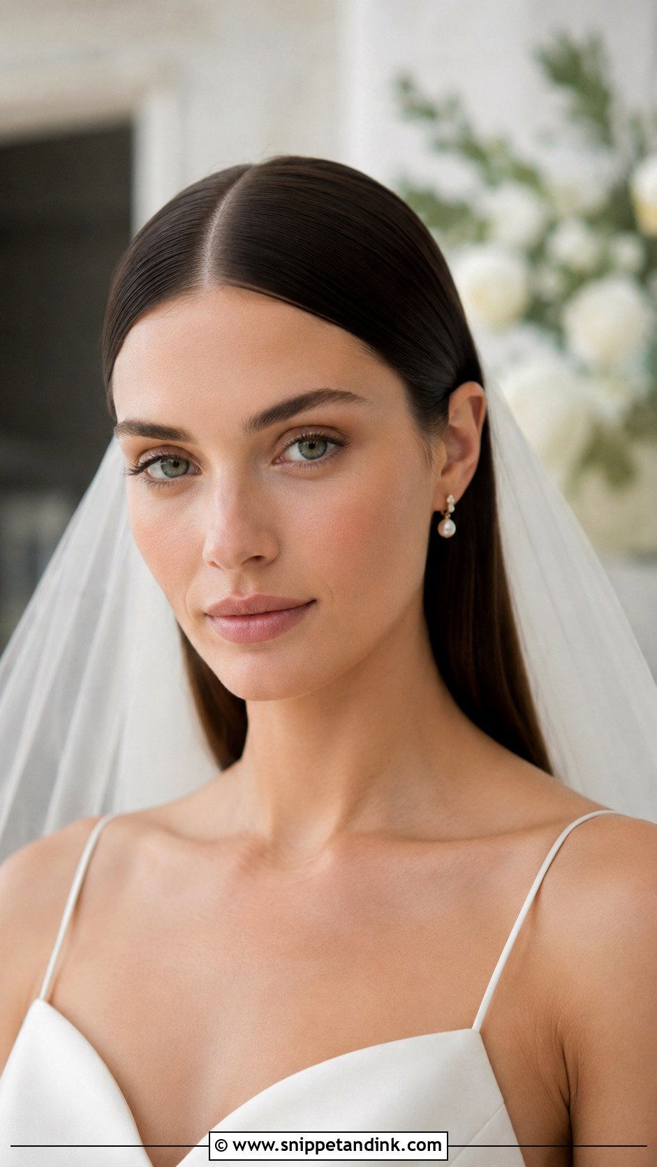 Sleek Low Volume Straight Wedding Hairstyle - Snippet and Ink - 30 Open Hair Wedding Hairstyles