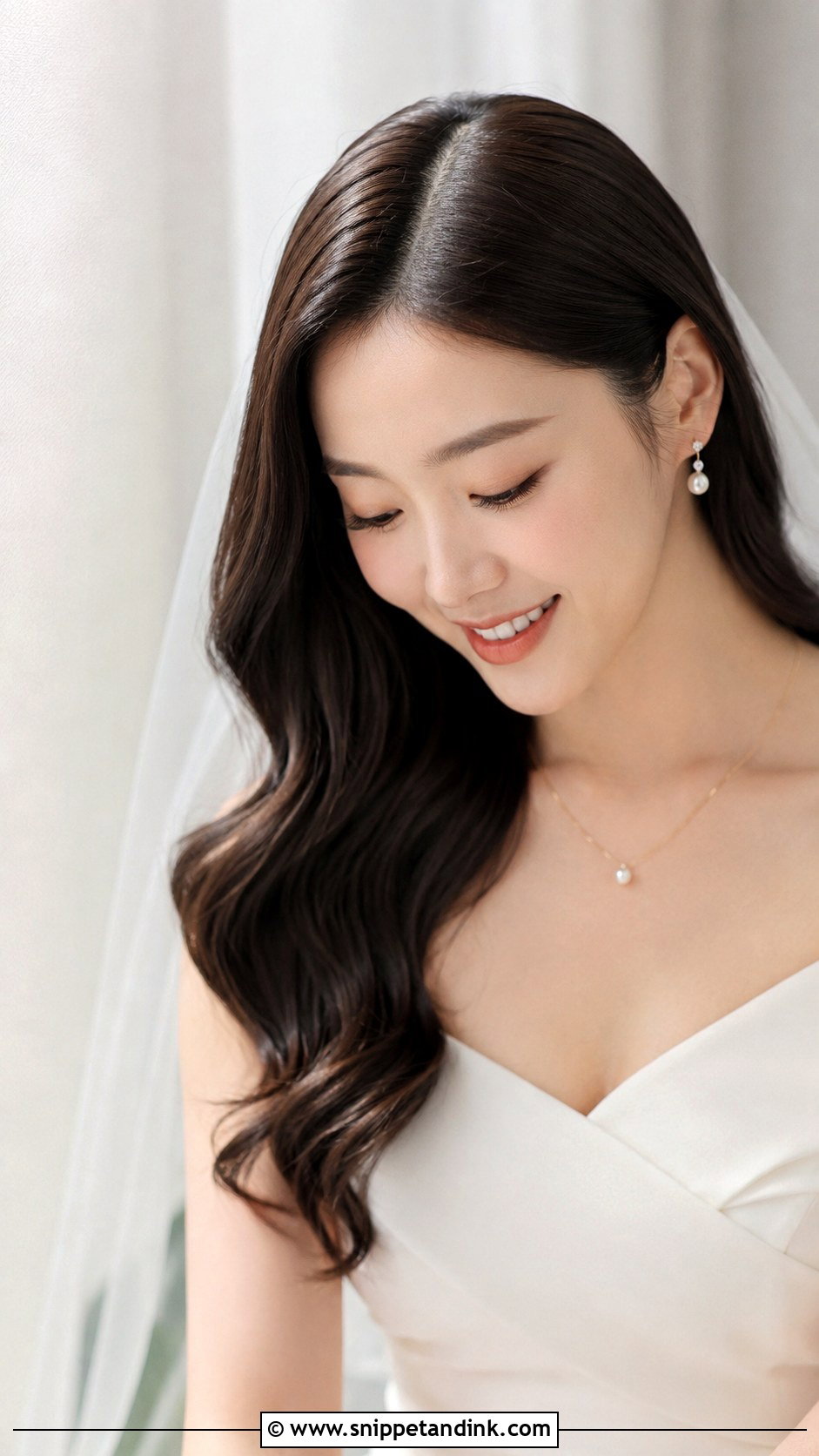 Sleek Low Waves with Center Part - Snippet and Ink - 25 Bride Hairstyles Down