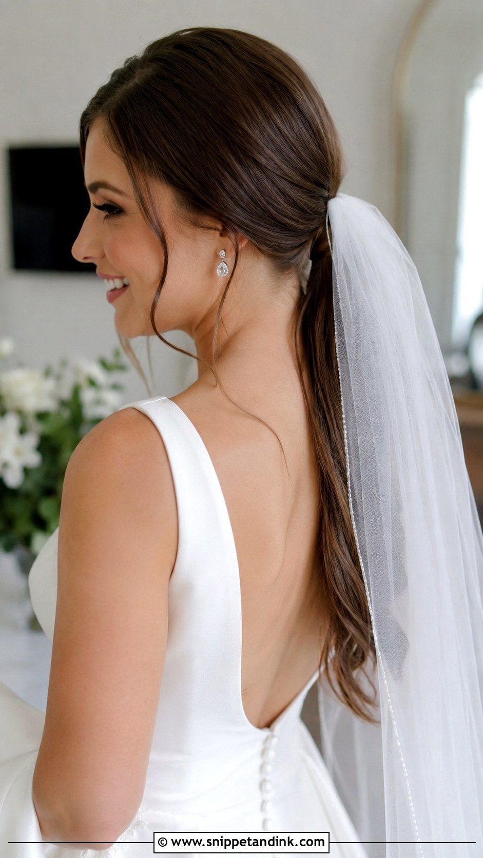 Sleek Low Wedding Ponytail - Snippet and Ink - 25 Wedding Hair Ponytail Ideas