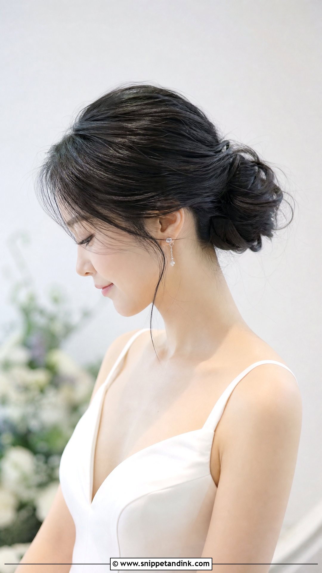 Sleek Messy Bun for Wedding - Snippet and Ink - 20 Messy Hair Bun for Wedding Ideas