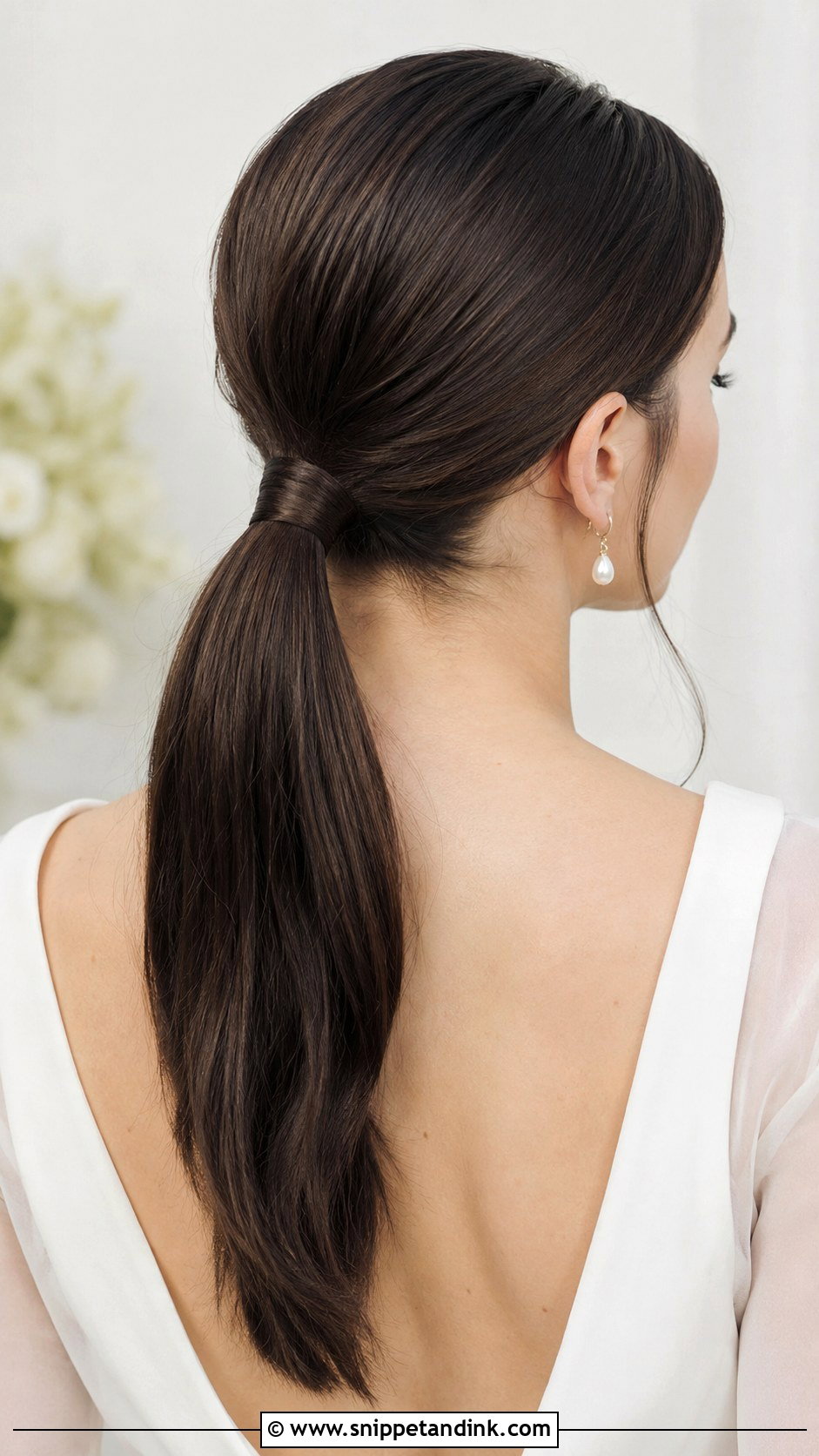 Sleek Mid Ponytail for Wedding - Snippet and Ink - 30 Ponytail Hairstyles for Wedding