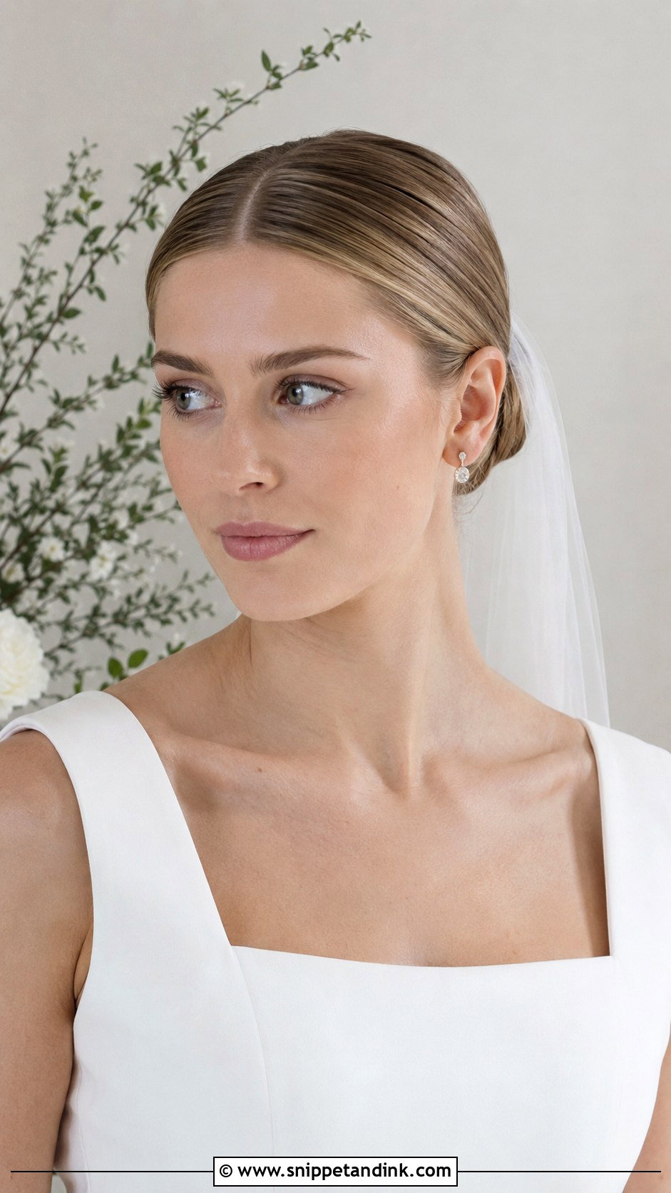 Sleek Middle Part Bridal Bun - Snippet and Ink - 15 Sleek Bridal Hairstyles