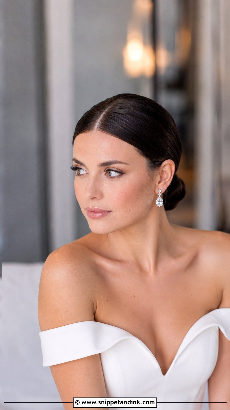 Sleek Middle Part Bun - Snippet and Ink - 30 Simple Wedding Hair Ideas