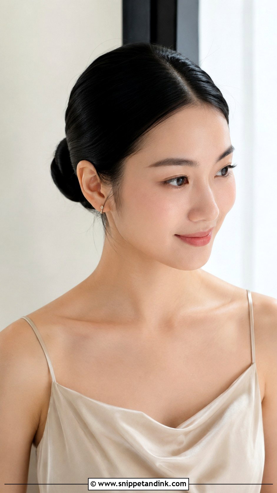 Sleek Middle Part Bun Bridesmaid Hairstyle - Snippet and Ink - 30 Hairstyles for Weddings Bridesmaid