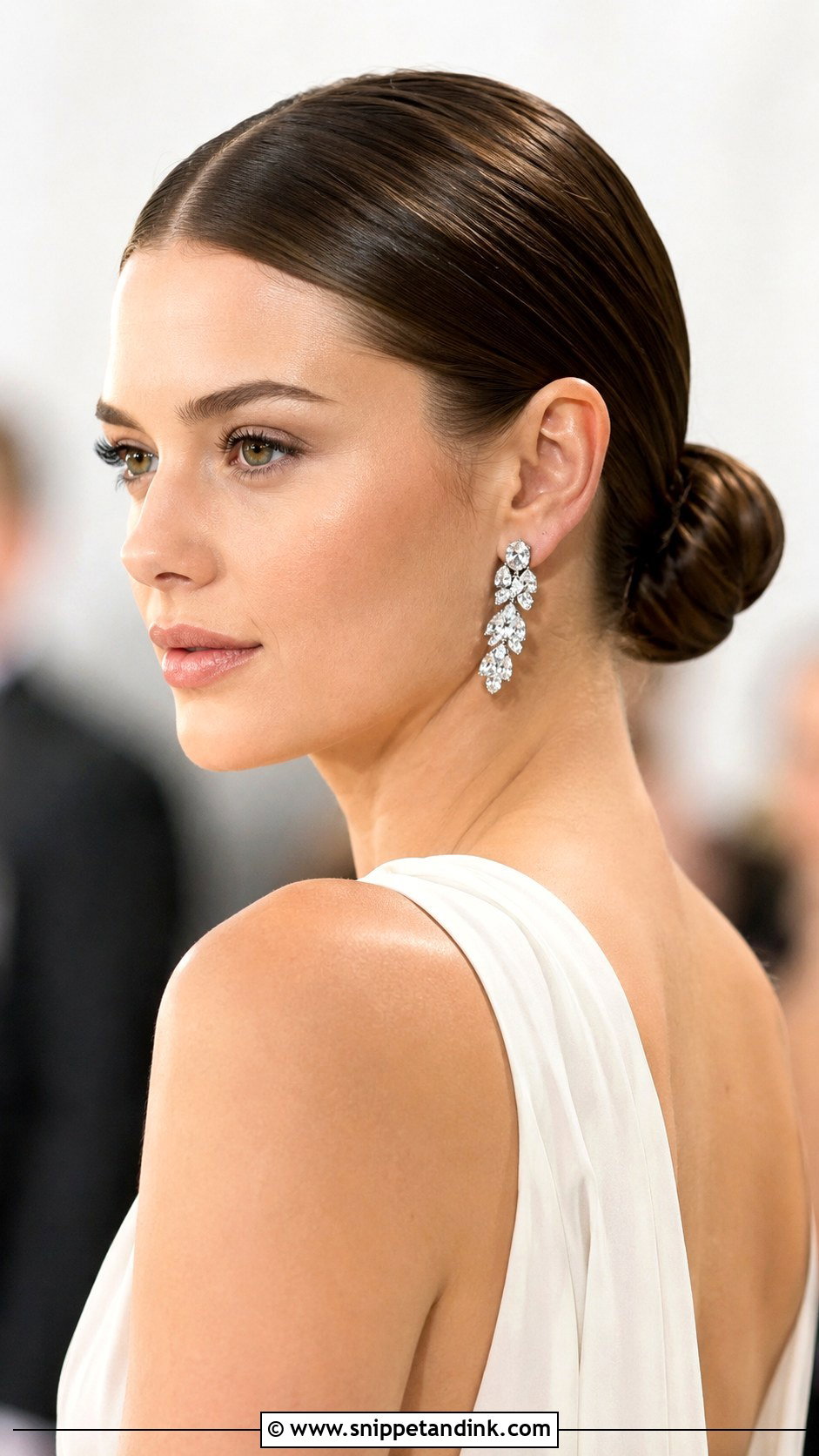 Sleek Middle Part Low Bun - Snippet and Ink - 30 Wedding Hairdo Ideas