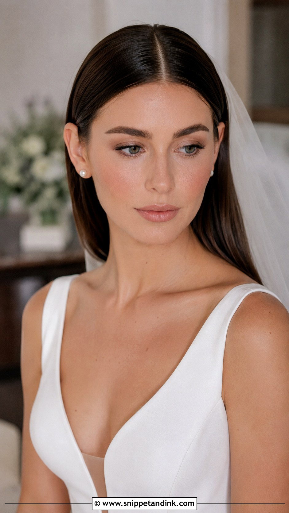 Sleek Middle Part Straight Hair - Snippet and Ink - 20 Hair Styles for Wedding Hairstyles