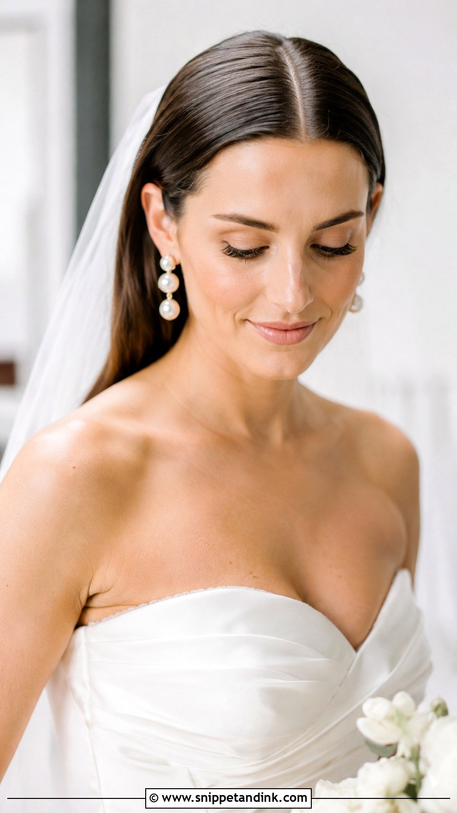 Sleek Middle Part Tucked Behind Ears - Snippet and Ink - 20 Hair Behind Ears Wedding Hairstyles
