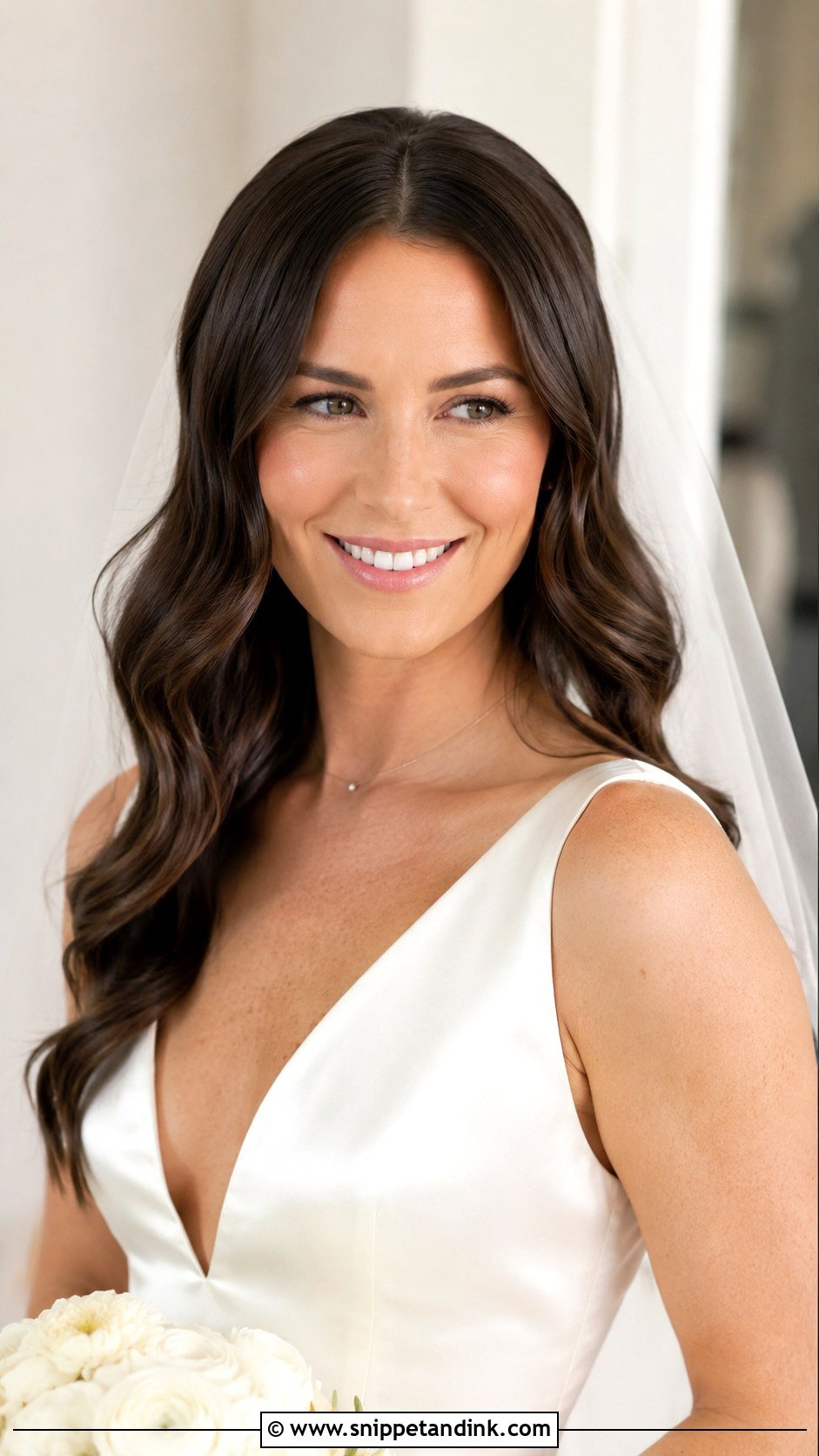 Sleek Middle Part With Loose Waves - Snippet and Ink - 20 Bride Front Hairstyles