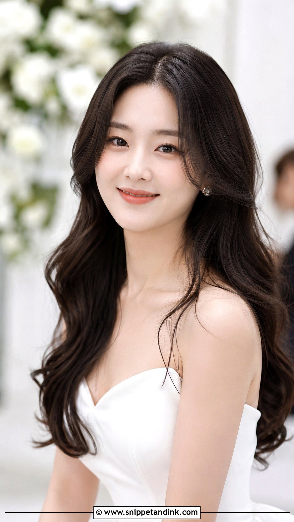 Sleek Middle Part with Waves - Snippet and Ink - 35 Bridal Hair Down Ideas