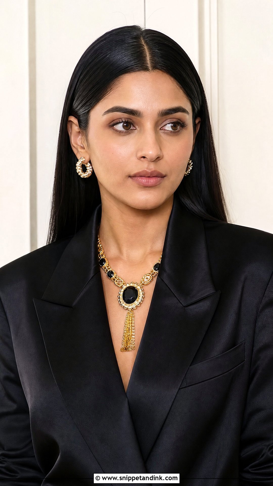 Sleek Open Hair With Center Part - Snippet and Ink - 20 Open Hairstyle for Wedding Functions Ideas
