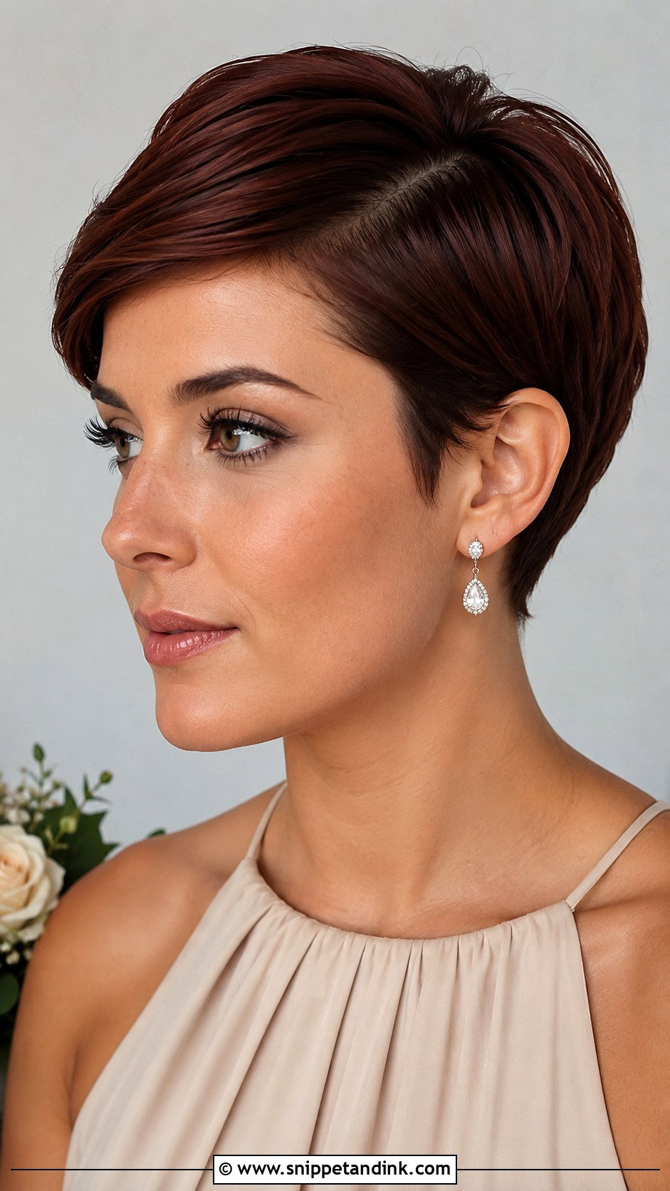 Sleek Pixie Bridesmaid Hairstyle - Snippet and Ink - 30 Short Hair Bridesmaid Hairstyles