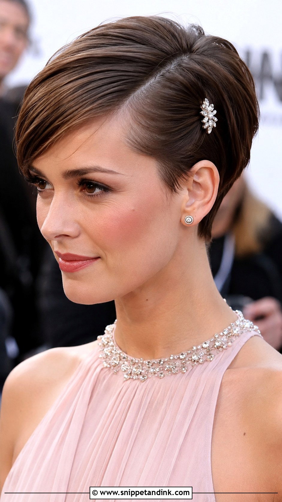 Sleek Pixie Cut With Side Part - Snippet and Ink - 30 Wedding Guest Hairstyles for Short Hair