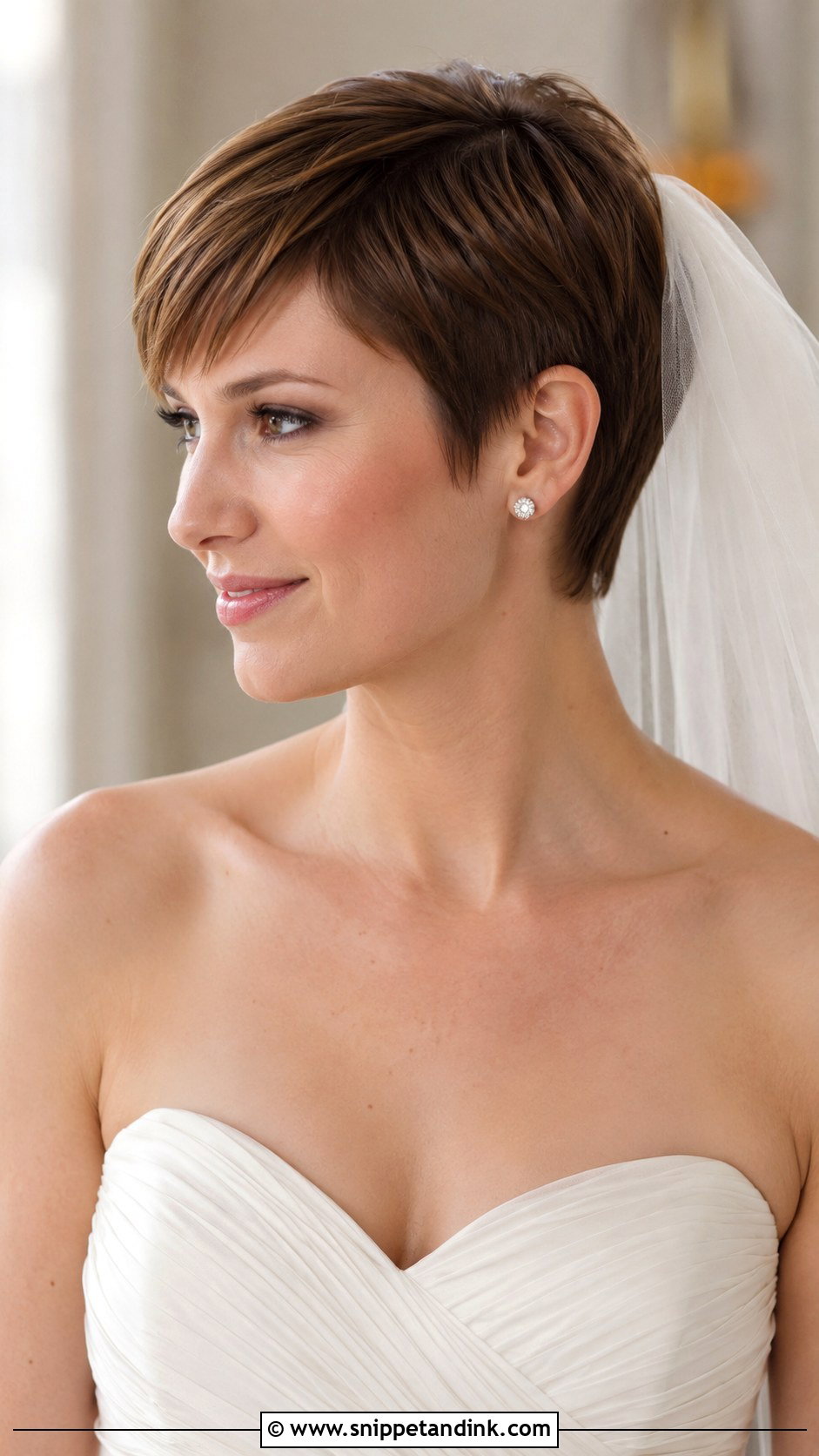 Sleek Pixie Cut With Veil - Snippet and Ink - 25 Pixie Cut Wedding Hair Ideas