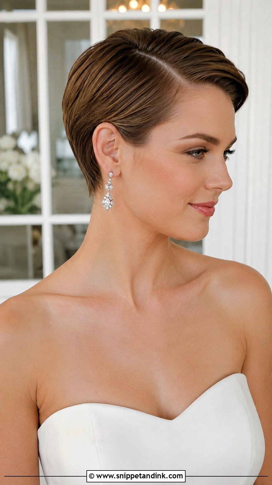 Sleek Pixie With Side Part - Snippet and Ink - 25 Pixie Wedding Hair Ideas