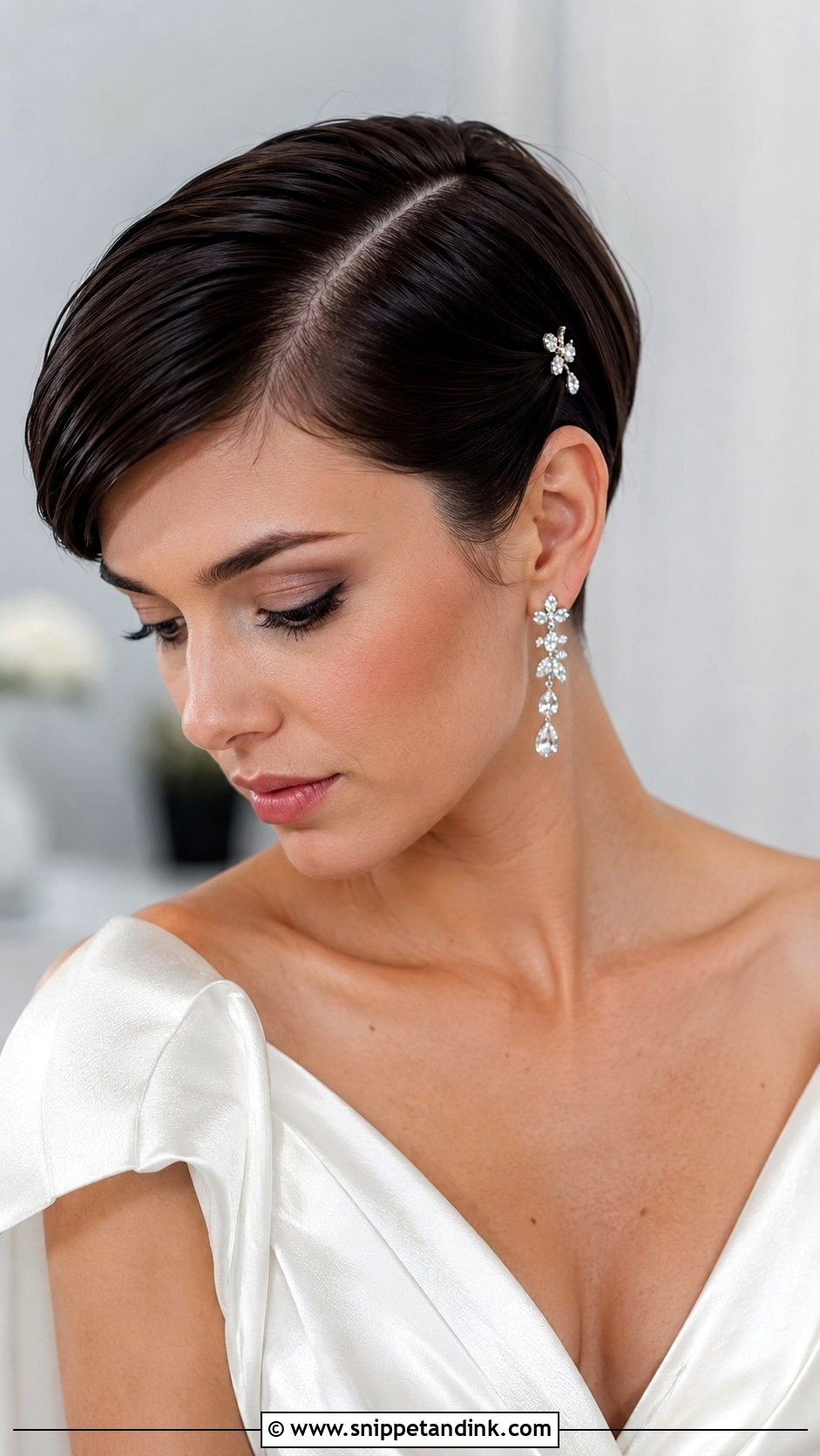 Sleek Pixie With a Deep Side Part - Snippet and Ink - 25 Hair Styles for Short Hair Wedding