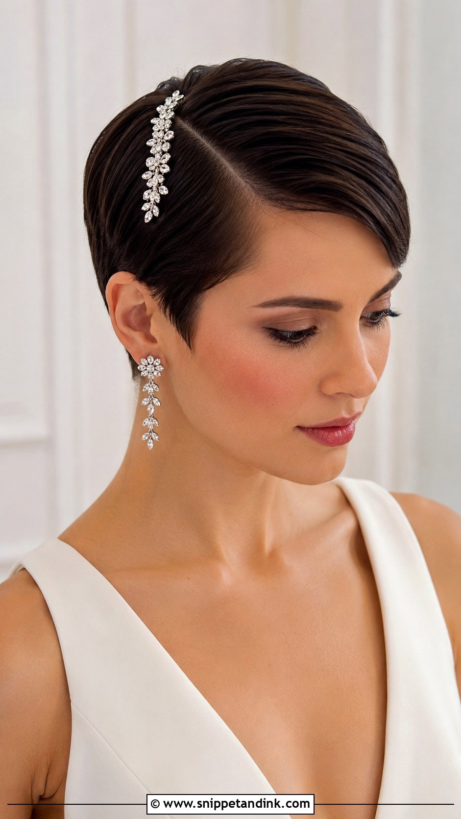 Sleek Pixie with Side Part - Snippet and Ink - 25 Hairstyle for Wedding Short Hair Ideas