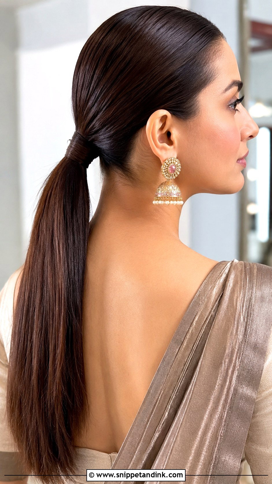 Sleek Ponytail Hairstyle For Marriage Function - Snippet and Ink - 15 Simple Hairstyles for Marriage Functions