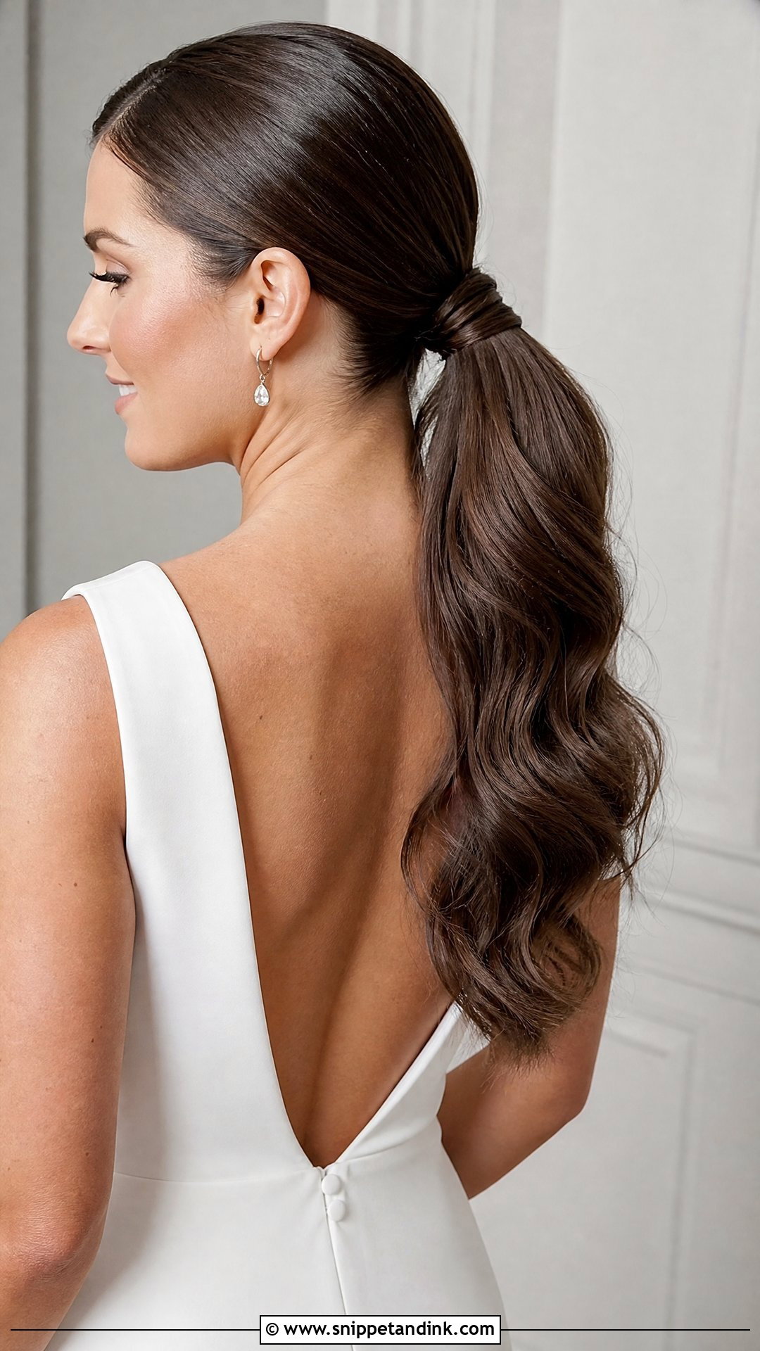 Sleek Ponytail Summer Bridal Hair - Snippet and Ink - 20 Summer Bridal Hair Ideas