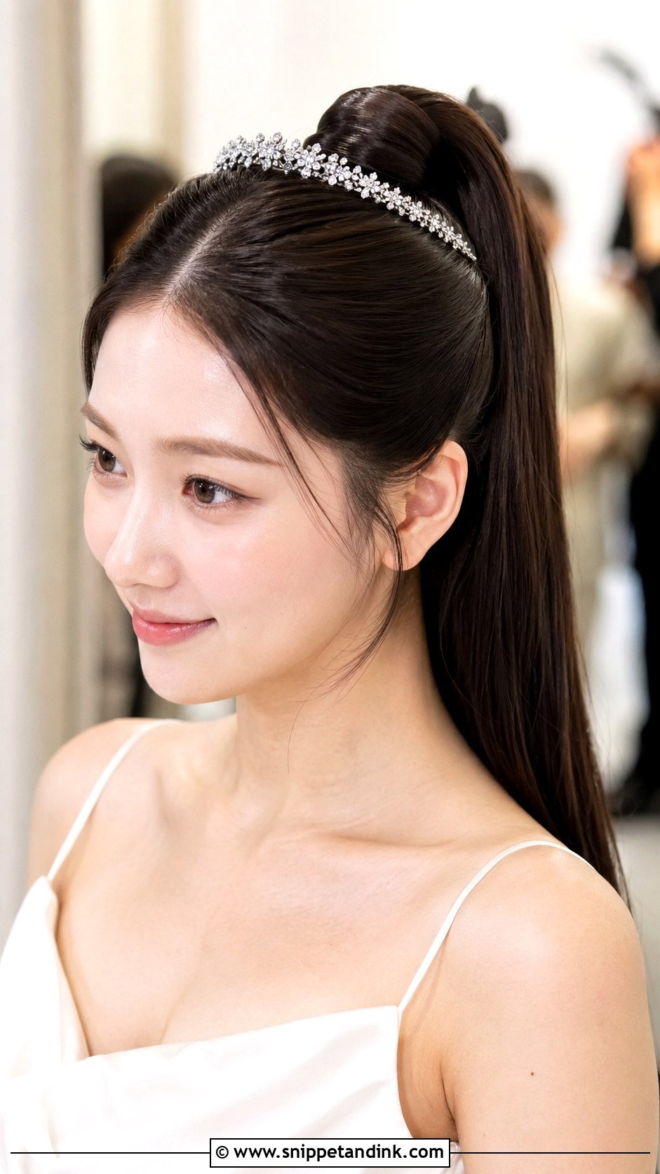 Sleek Ponytail Tiara Hairstyle - Snippet and Ink - 15 Hairstyle for Tiara Ideas