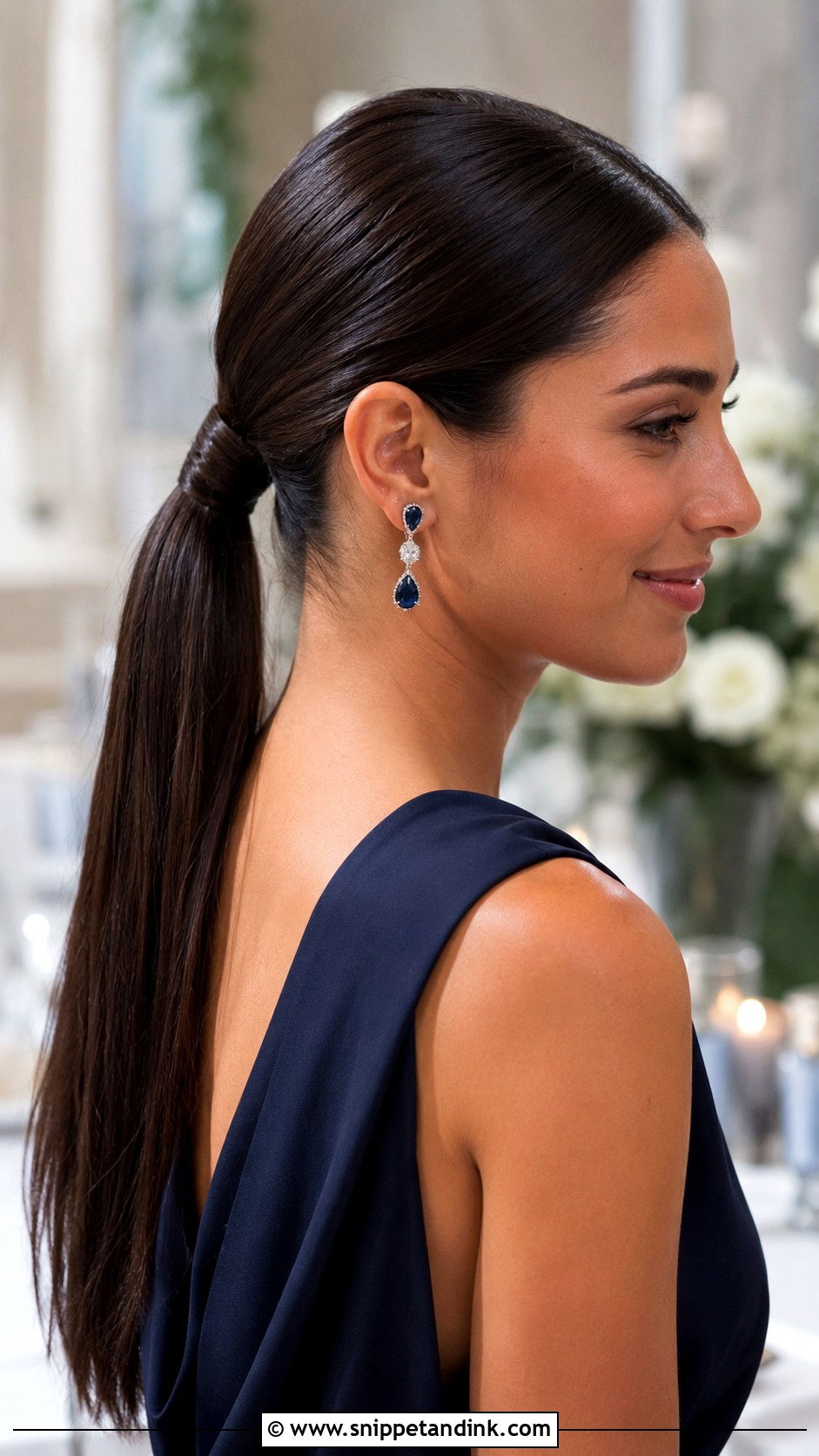 Sleek Ponytail Wedding Guest Hairstyle - Snippet and Ink - 15 Simple Hairstyle Wedding Guest Ideas