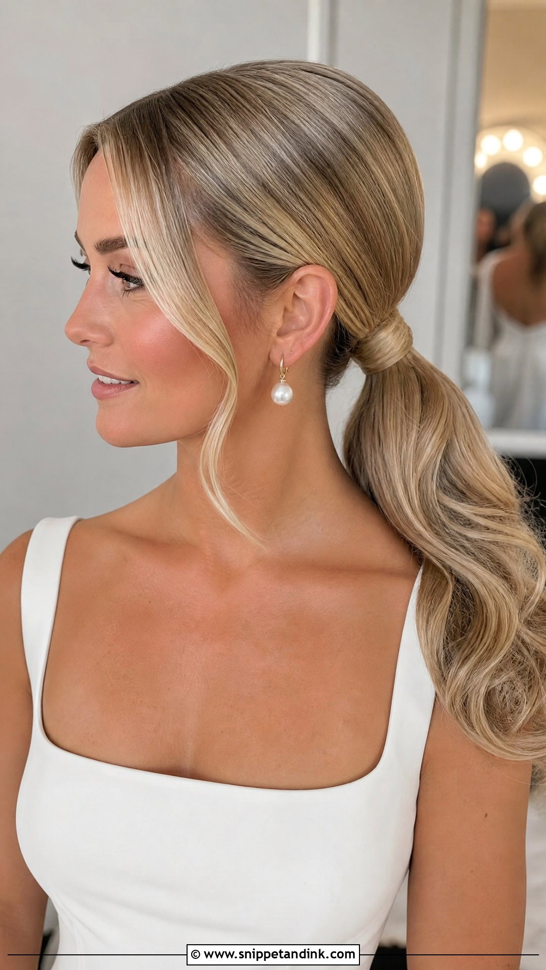 Sleek Ponytail Wedding Hairstyle - Snippet and Ink - 15 Cute Simple Wedding Hairstyles