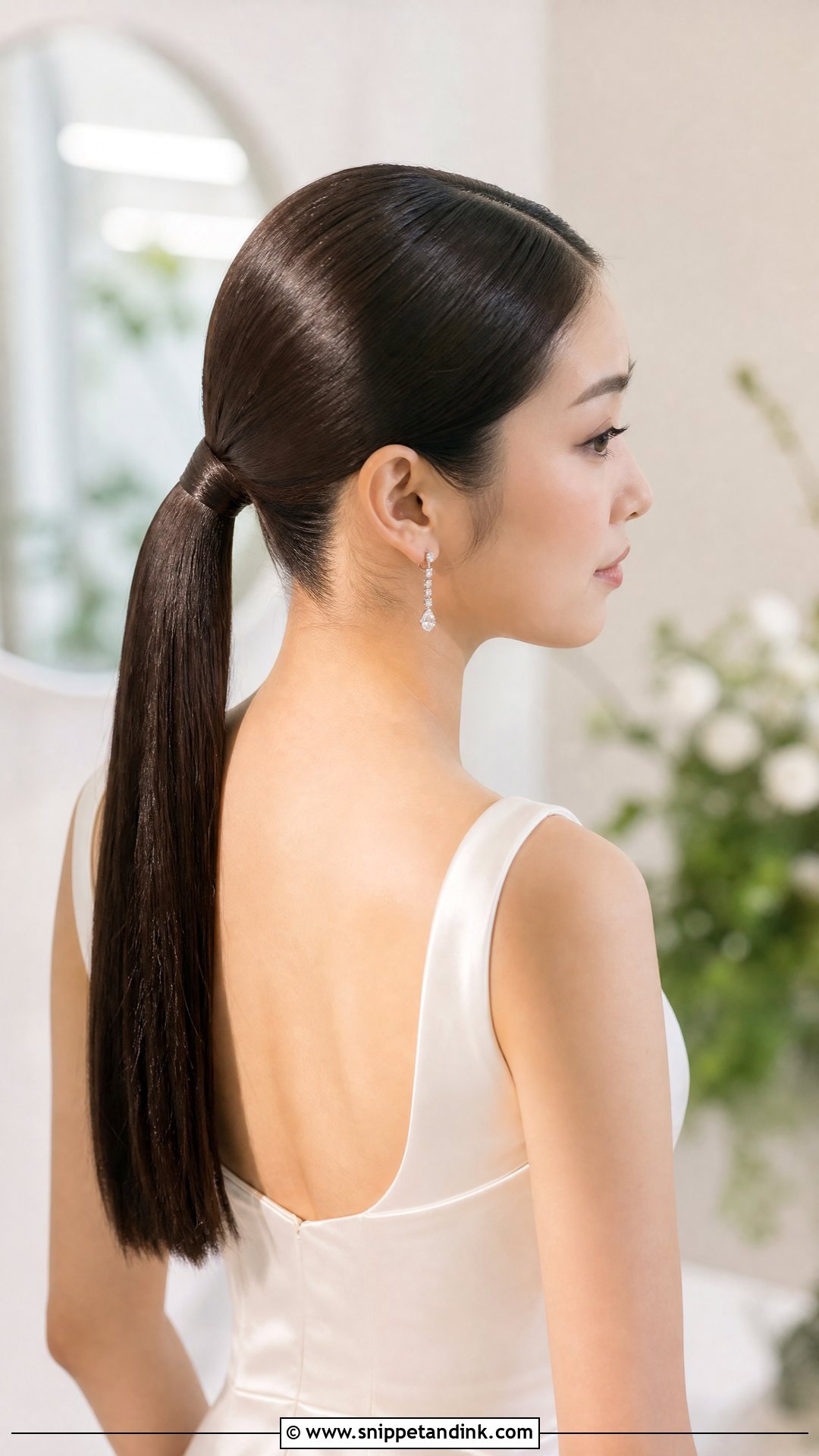 Sleek Ponytail Wedding Hairstyle - Snippet and Ink - 20 Women Wedding Hairstyles