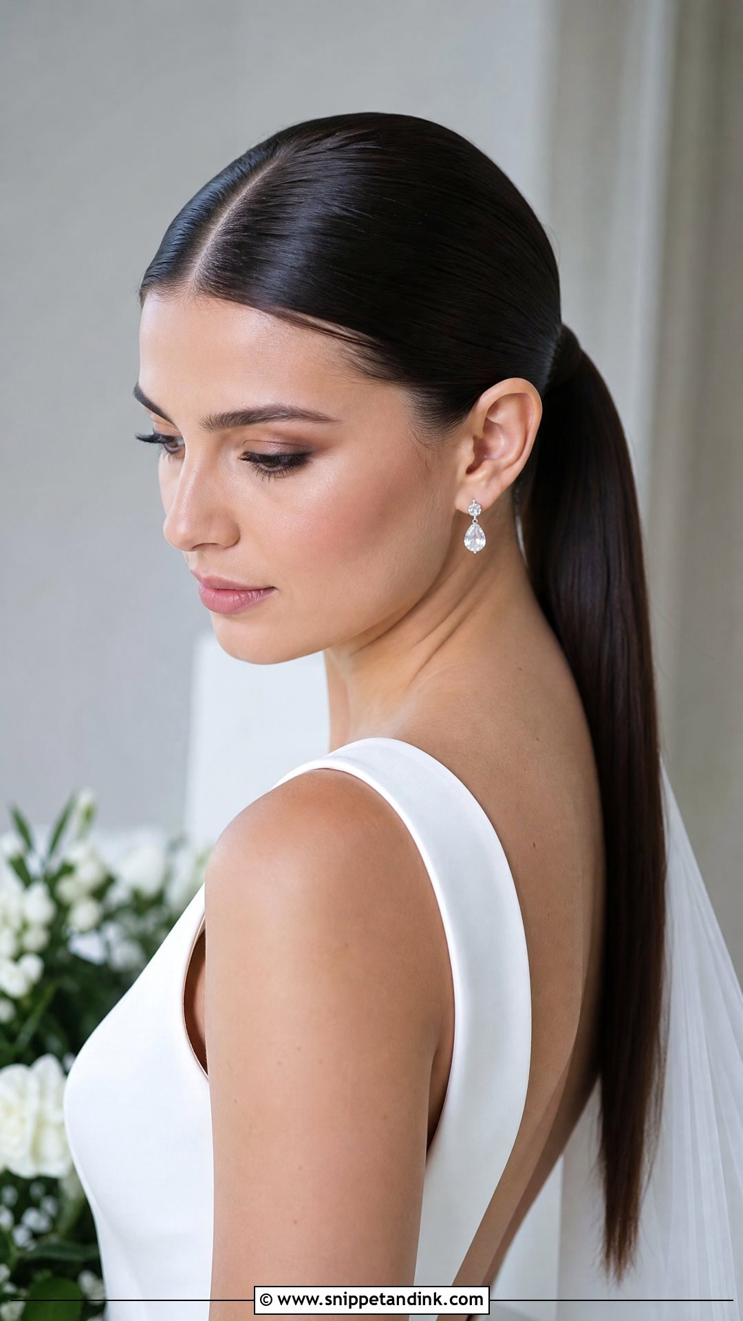 Sleek Ponytail Wedding Hairstyle - Snippet and Ink - 15 Classy Ponytail Wedding Hairstyles