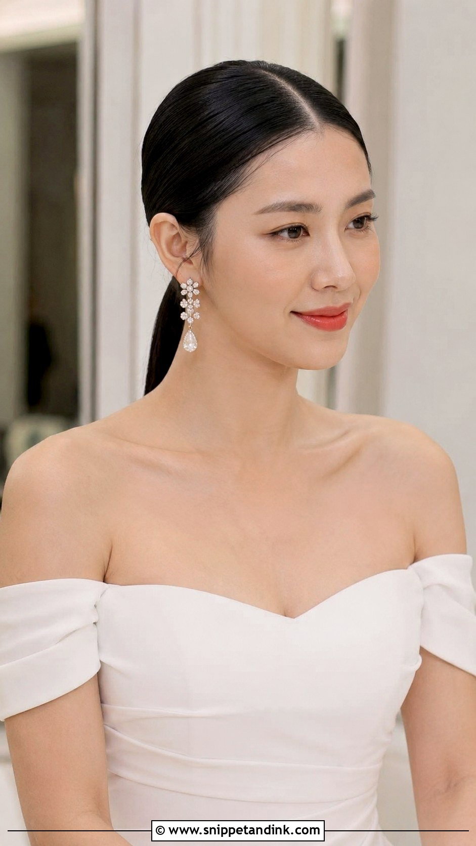 Sleek Ponytail With Center Part - Snippet and Ink - 25 Pony Hairstyles for Wedding
