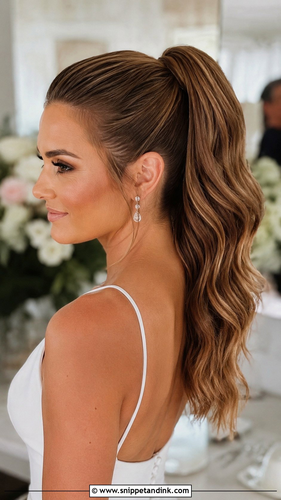 Sleek Ponytail With Height - Snippet and Ink - 25 Bridal Hairstyles for Round Face
