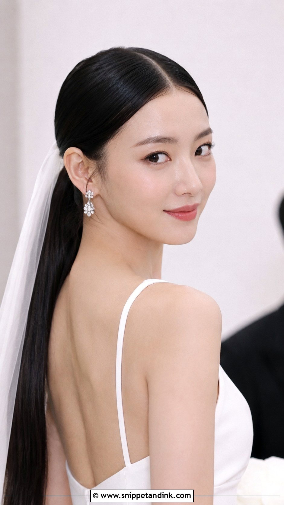 Sleek Ponytail With Middle Part - Snippet and Ink - 20 Hair Ponytail Styles Wedding