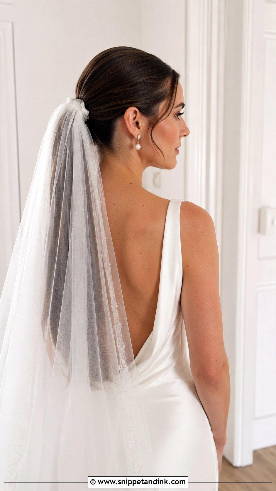 Sleek Ponytail With Veil - Snippet and Ink - 20 Pony Wedding Hairstyles