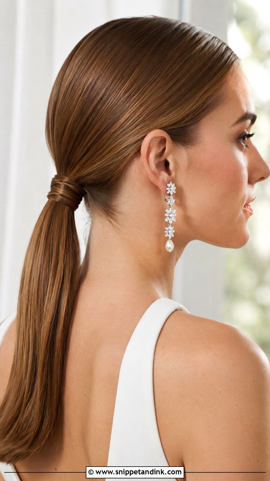 Sleek Ponytail With Wrapped Base - Snippet and Ink - 20 Pony Updo Wedding Ideas