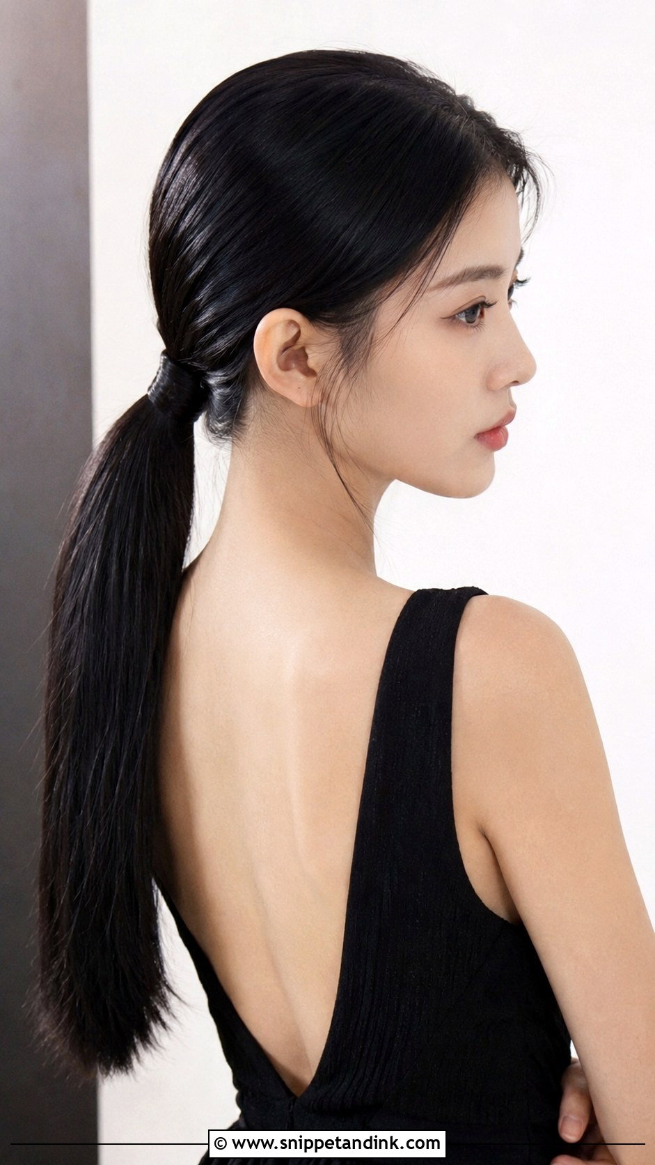 Sleek Ponytail With Wrapped Base - Snippet and Ink - 25 Asian Wedding Hair Ideas