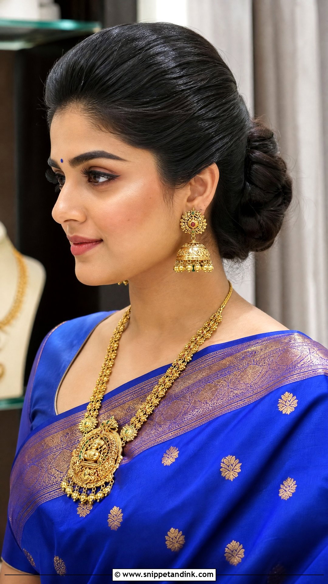 Sleek Puff With Bun - Snippet and Ink - 20 Indian Hairstyle for Mom of Bride Ideas