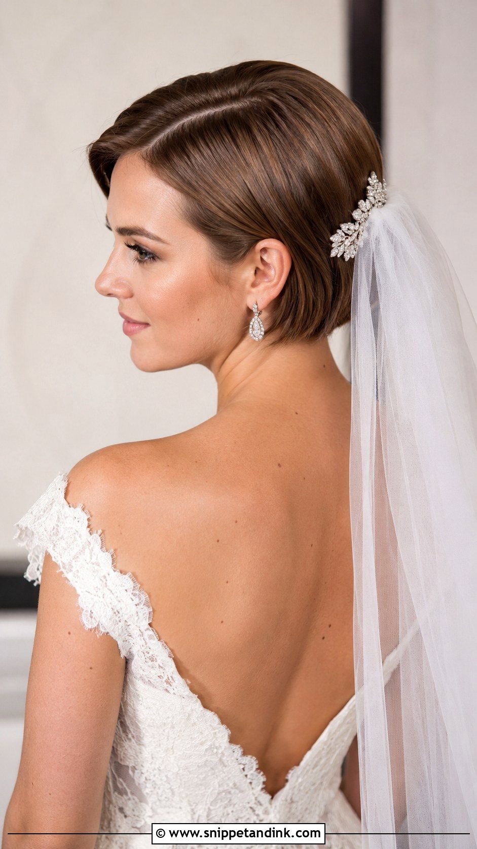 Sleek Short Hair With Bridal Veil - Snippet and Ink - 20 Short Hair Ideas for Wedding