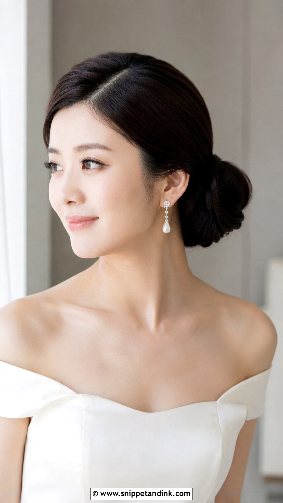 Sleek Side Bun Wedding Hair - Snippet and Ink - 15 Side Bun Wedding Ideas