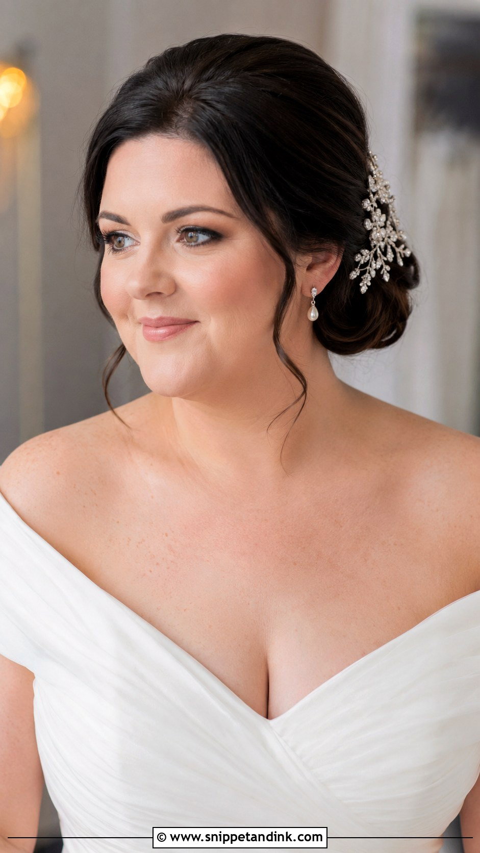 Sleek Side Bun With Sparkle - Snippet and Ink - 25 Round Face Hairstyles for Wedding