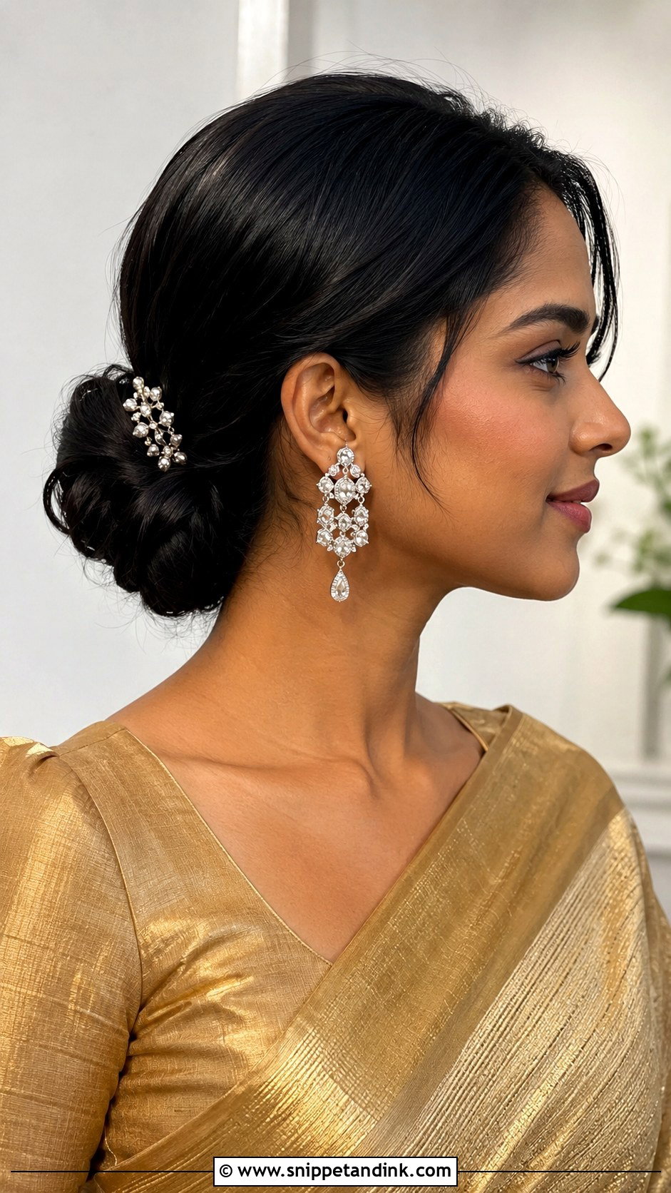 Sleek Side Bun for Short Hair - Snippet and Ink - 25 Short Hair Hairstyles for Wedding Indian
