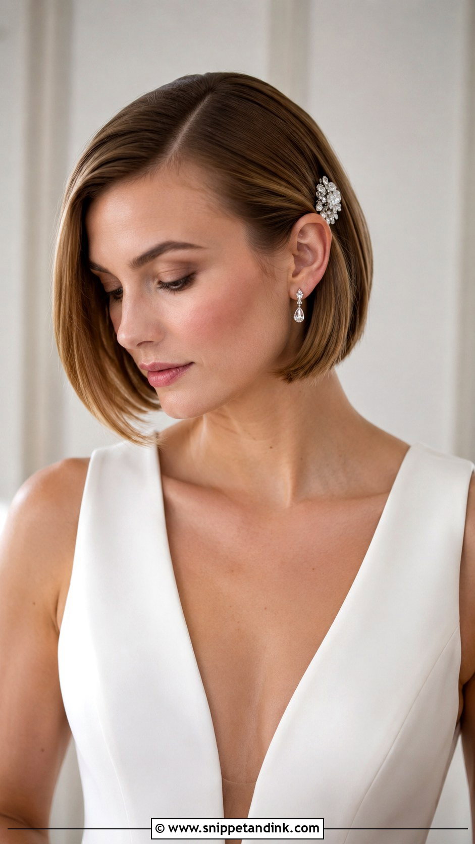 Sleek Side Part Bob - Snippet and Ink - 20 Modern Wedding Hairstyles