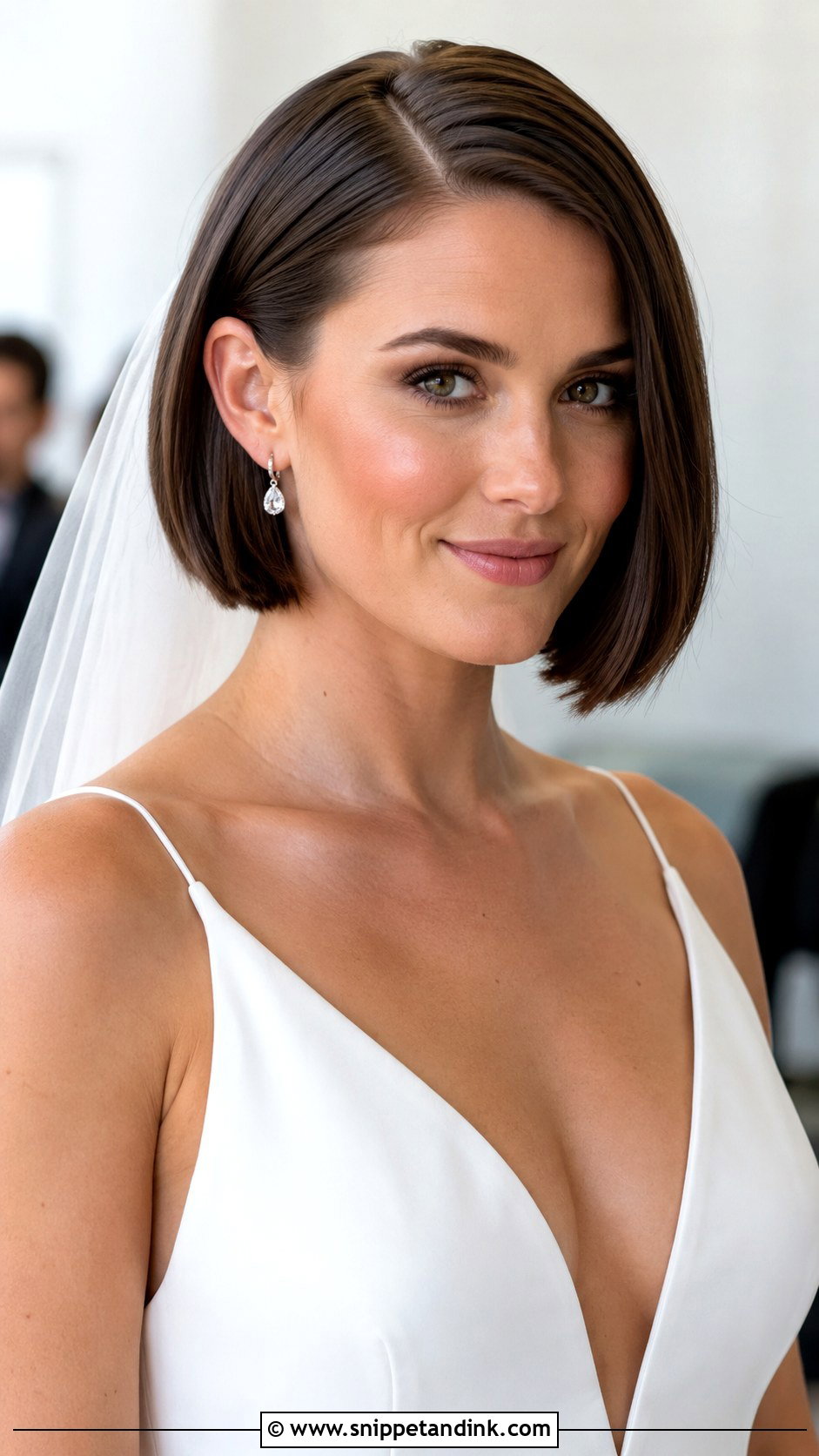 Sleek Side Part Bob - Snippet and Ink - 30 Short Hair Wedding Ideas