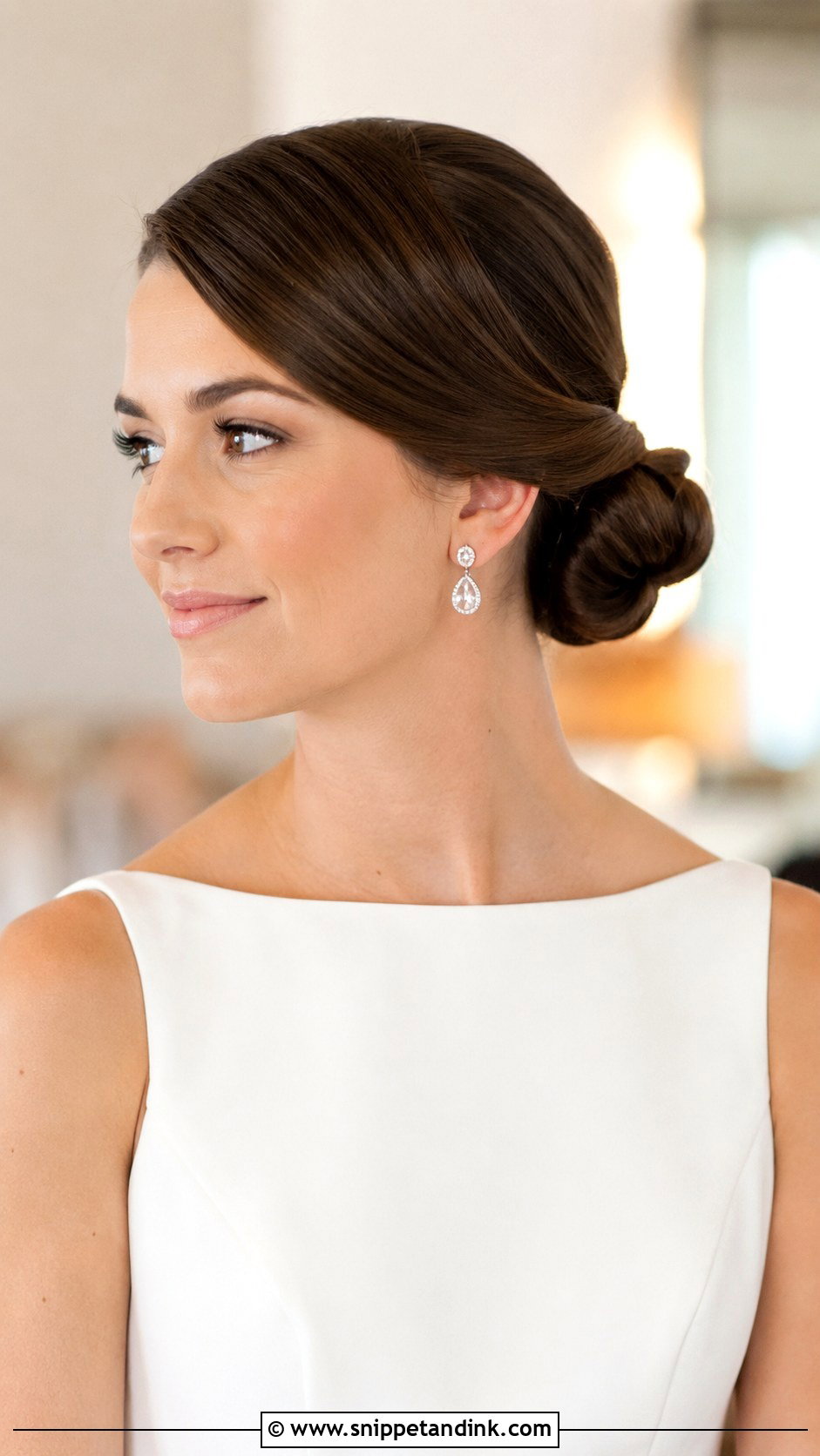 Sleek Side Part Bun Wedding Hairstyle - Snippet and Ink - 30 Wedding Hairstyles 2025