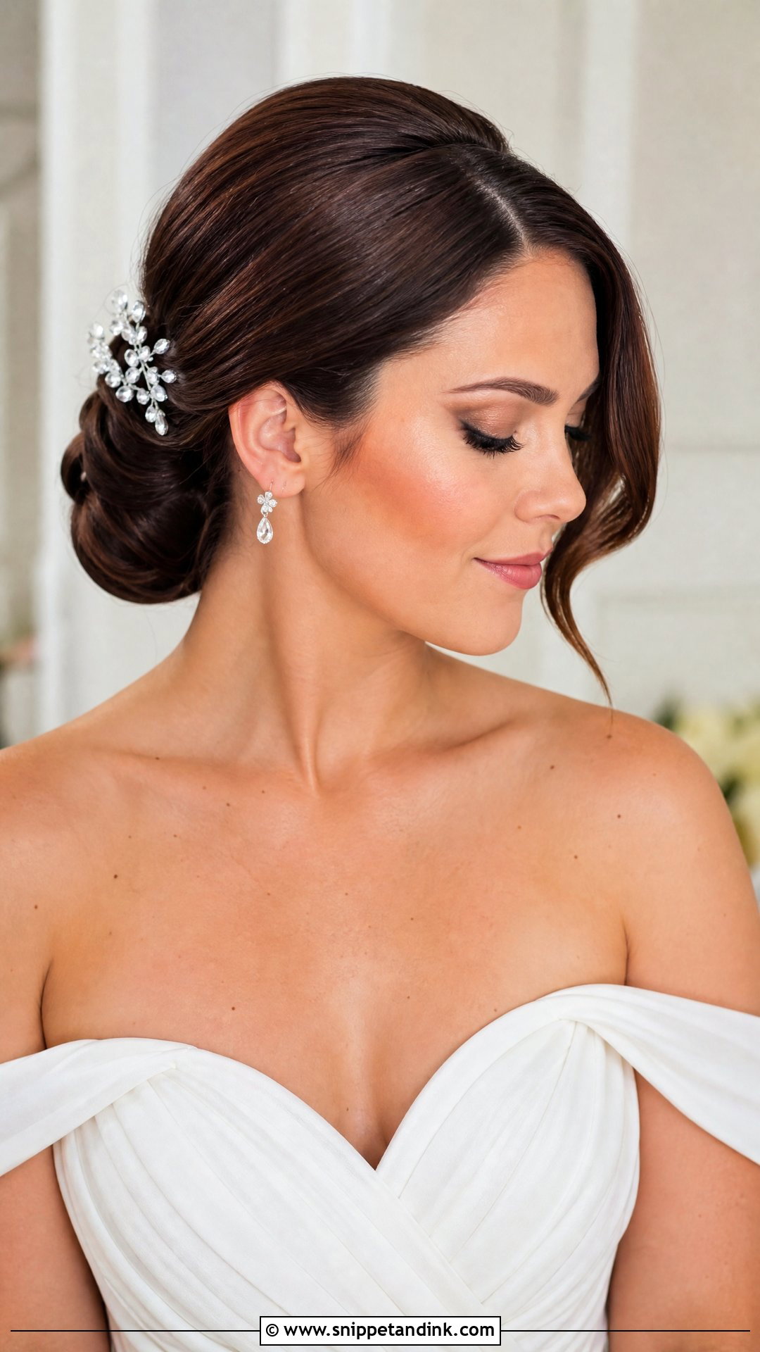 Sleek Side Part Bun Wedding Hairstyle - Snippet and Ink - 20 Sleek Hairstyles for Wedding
